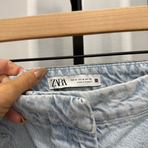 ZARA Sailor Blue Jeans Size Medium Light Wash Button Front Denim Jean - Picture 4 of 5